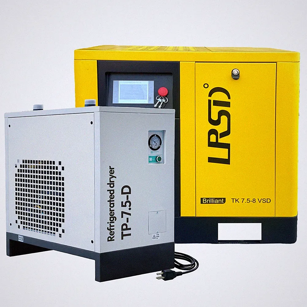 10HP 230V Rotary Screw Air Compressor VSD W/Single Phase Refrigerated Air Dryer