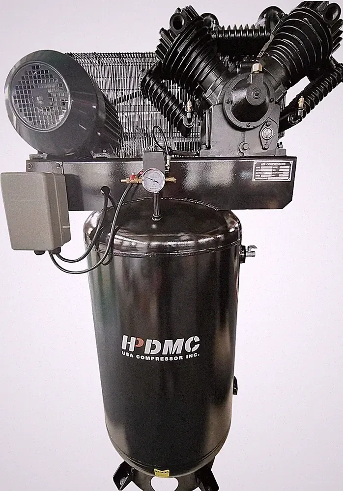 10HP Electric Air Compressor, 80 Gallon Vertical ASME 37CFM 175PSI 220V 3Ph
