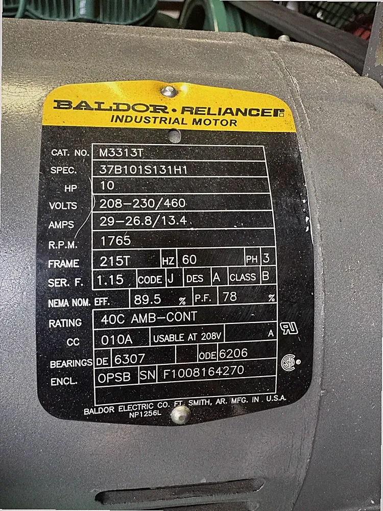 BALDOR Air Compressor Motor: Open Drip Proof, Rigid Base Mount, 10 HP