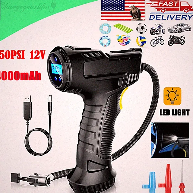 Digital Electric Cordless Car Tyre Inflator Pump 150PSI Air Compressor LED Light