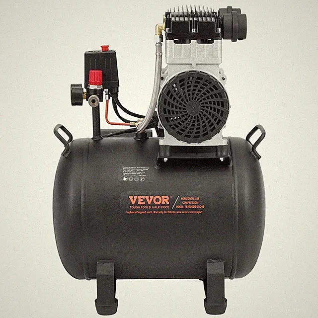 Oil-Free 10-Gal Air Compressor — 2HP, 5.3 CFM@90 PSI, 125 PSI, Quiet 78dB Design